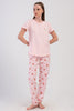 Pınarca Kadın Pijama Takımı Kısa Kollu Pamuklu Bisiklet Yaka Çilek Desenli