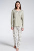 Pınarca Kadın Pijama Takımı Uzun Kollu Düğmeli Çiçek Desenli