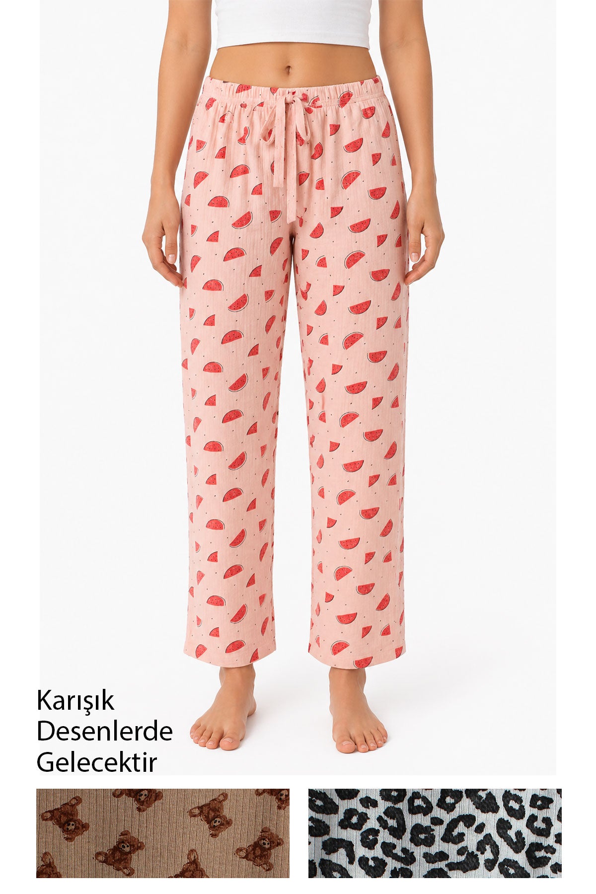 Pınarca Kadın Tek Alt Pijama Fitilli Desenli