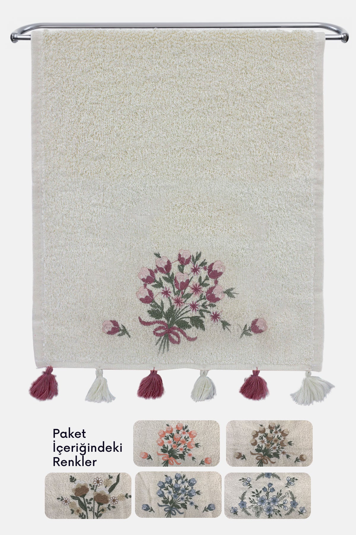 Pınarca Sırma Nakışlı Püsküllü Mutfak Havlusu 30x50