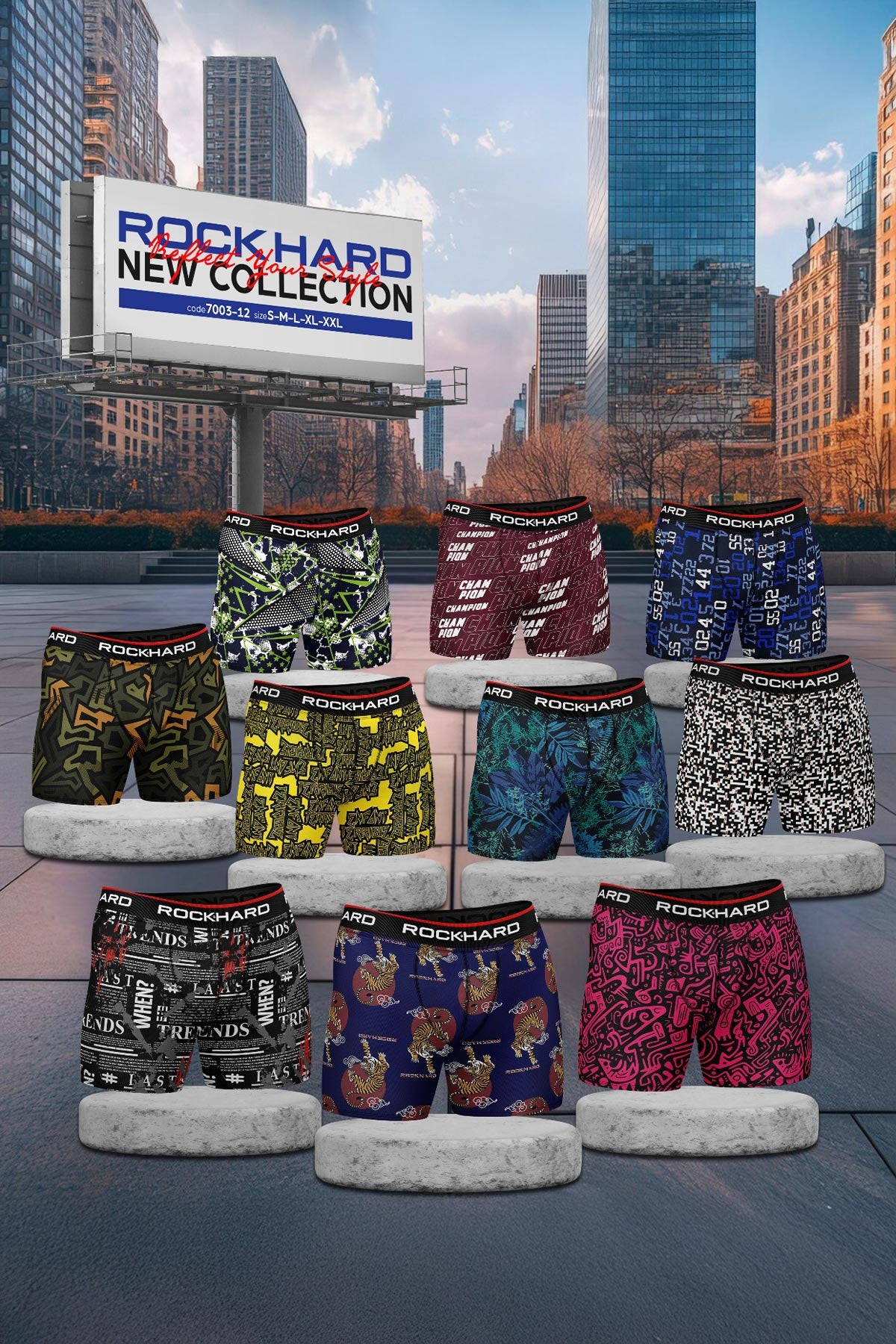 Rockhard Erkek Boxer Karışık Desenli Pamuk