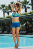 Ruko Kadın Bikini Şortlu Takım Desenli Straplez Büzgülü