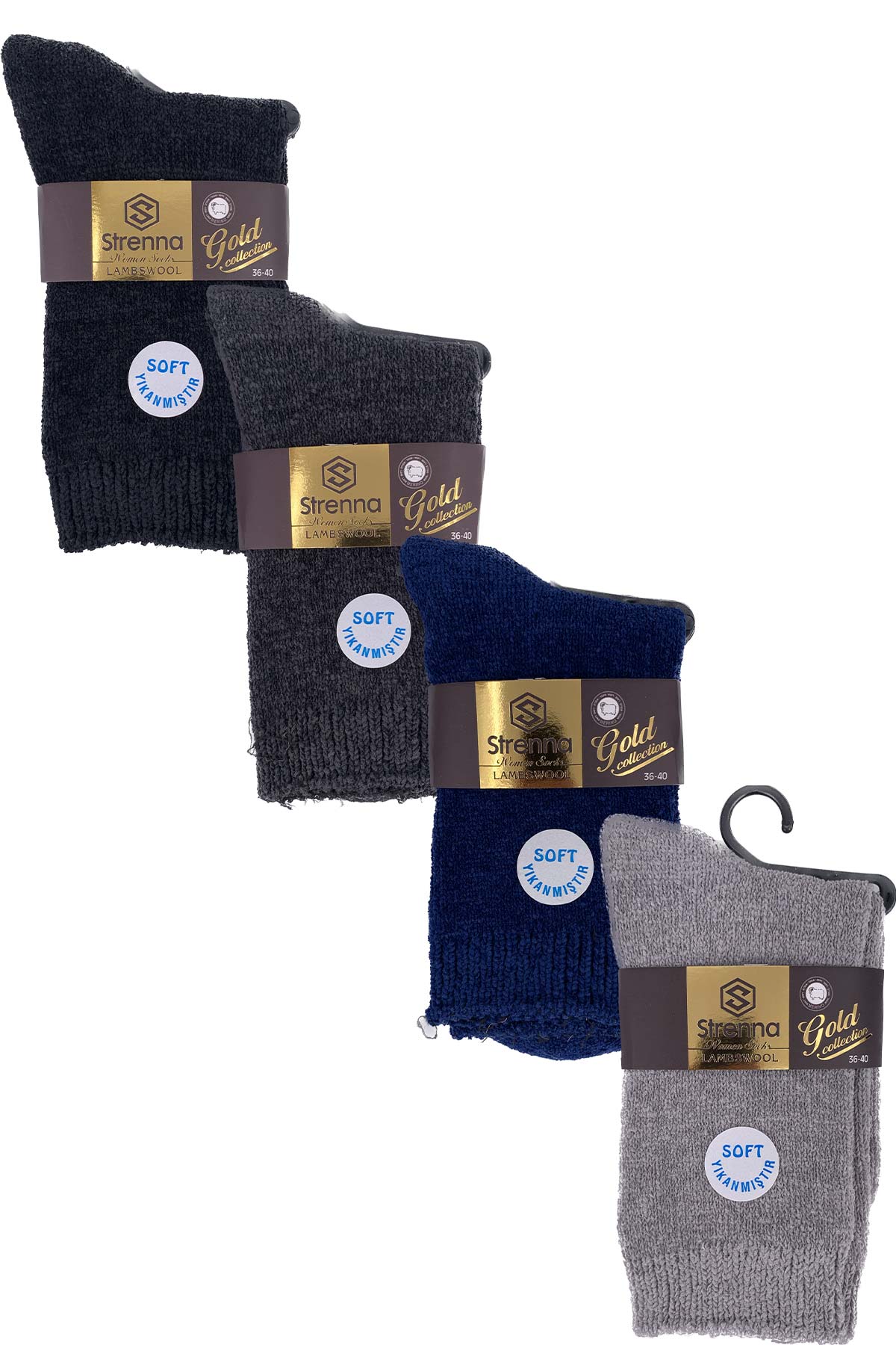 Strenna Kadın Kadife Lambswool Kadife Soket Çorap Gold Collection