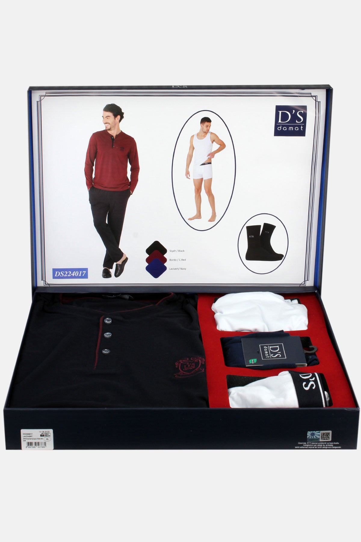 DS Damat erkek çeyiz seti içeriği – pijama, iç giyim ve çorap kombinasyonu