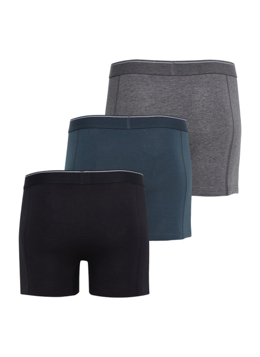 Erkek Boxer 3'lü Paket Tender Cotton 9673 - Siyah Antra Melanj Antrasit