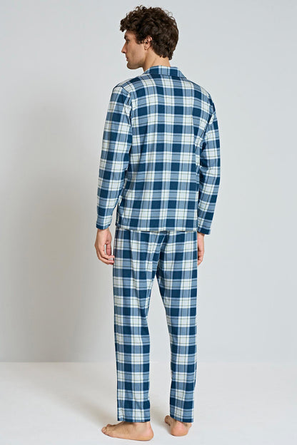  Pınarca kareli penye erkek pijama takımı alternatif renk yan görünüm