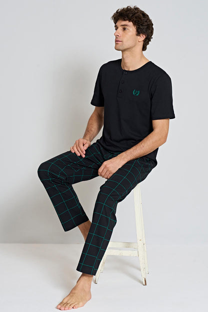 Pınarca üç düğmeli erkek pijama takımı ön görünüm