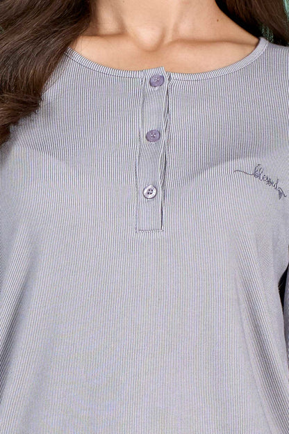  Pınarca kadın pijama takımı düğmeli düz Melisa - alternatif renk ön görünüm
