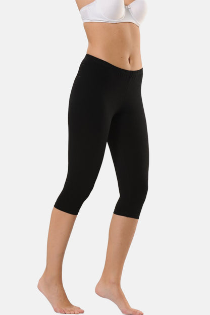 Pınarca kadın modal kapri tayt siyah renk, yumuşak doku ve esnek yapı