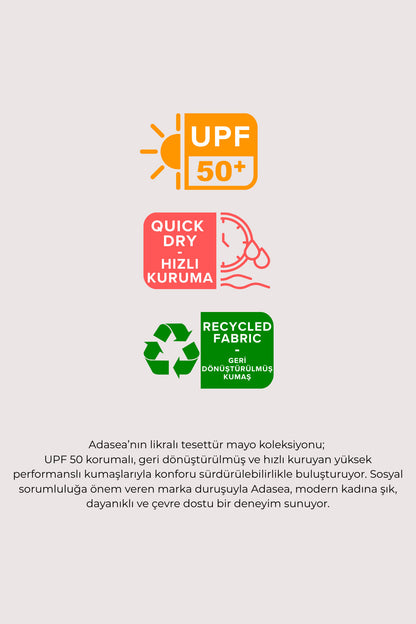 Adasea Kadın Tam Kapalı Tesettür Mayo Beli Lastikli Crop Görünümlü Yarım Fermuarlı Spor Likralı