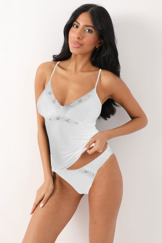 Alvin Kadın Çeyizlik Kaşkorse Takım Dantelli