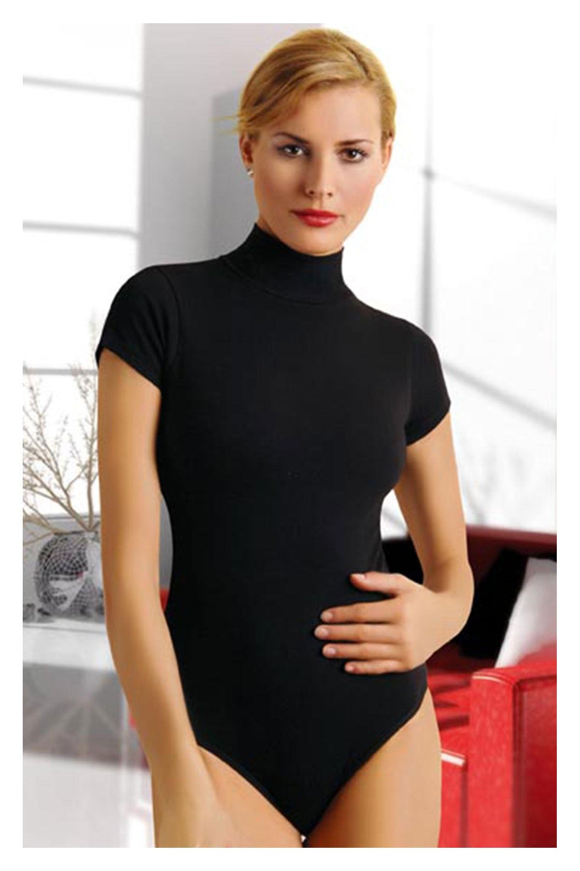 Anıt Kadın Çıtçıtlı Body Balıkç Yaka Kısa Kollu