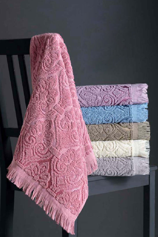 Arliva Banyo Havlusu Bukle Jakarlı Saçaklı 90x140 Hürrem