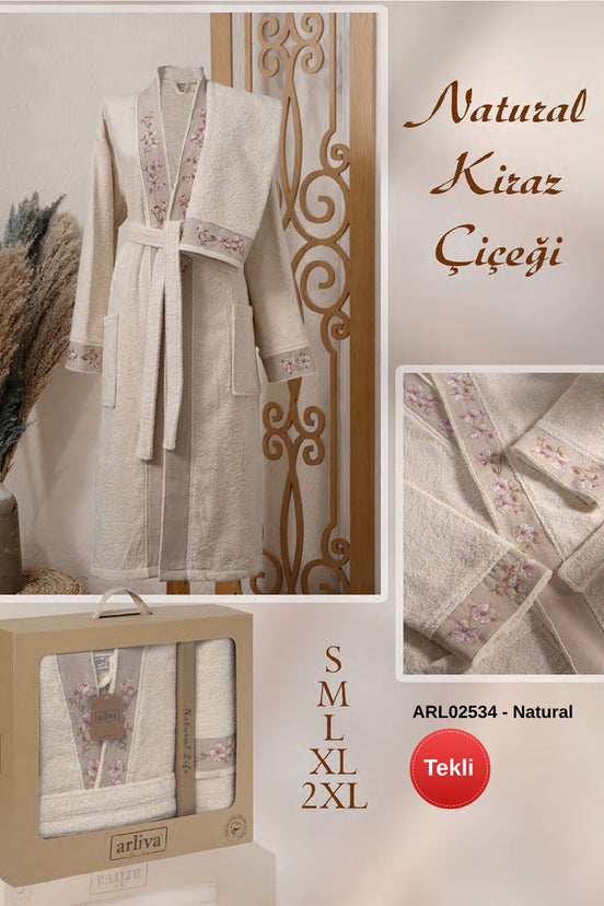 Arliva Bornoz Set Kimono Kiraz Çiçeği