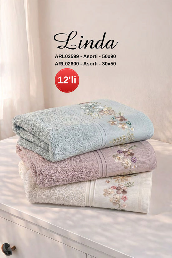 Arliva El-Yüz Havlusu Bukle Bordürlü 50x90 Linda