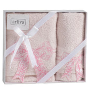 Arliva Havlu Set 30X50 50x85 2'li Bukle Nakışlı 3D Fiyonk