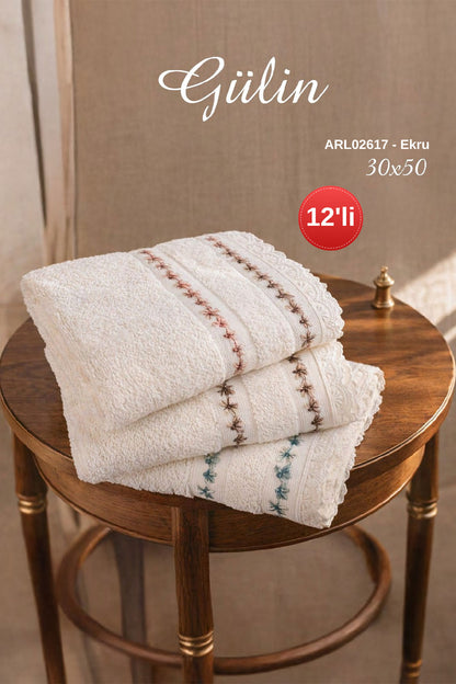 Arliva Mutfak Havlusu Bukle Nakışlı Dantelli 30x50 Gülin