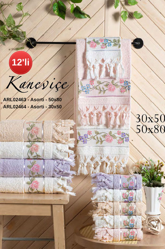 Arliva Mutfak Havlusu Bukle Nakışlı Saçaklı 30x50 Kaneviçe