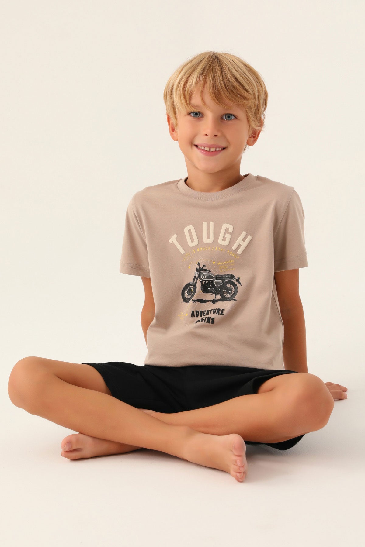 Arnetta Erkek Çocuk Bermuda Takım Kısa Kollu Bisiklet Yaka Süprem