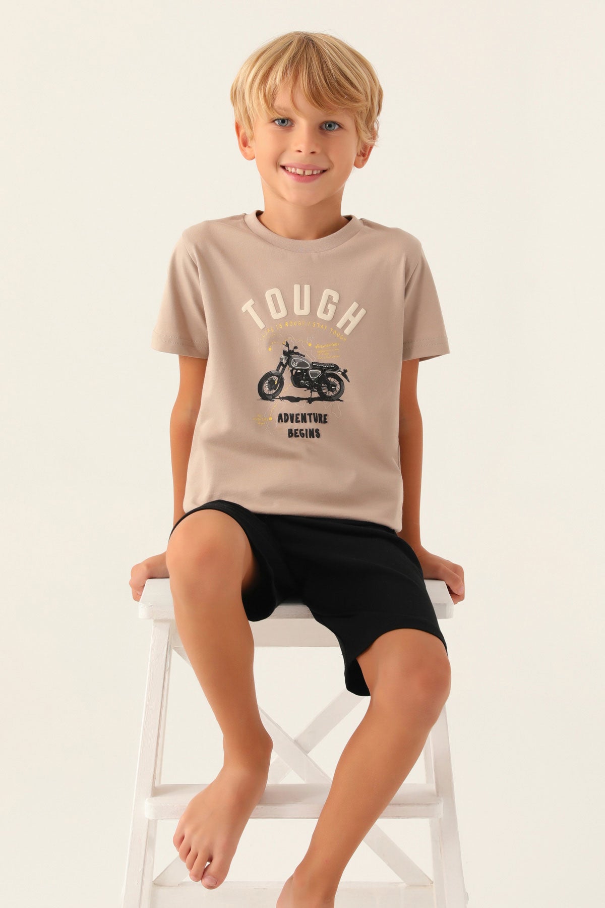 Arnetta Erkek Çocuk Bermuda Takım Kısa Kollu Bisiklet Yaka Süprem