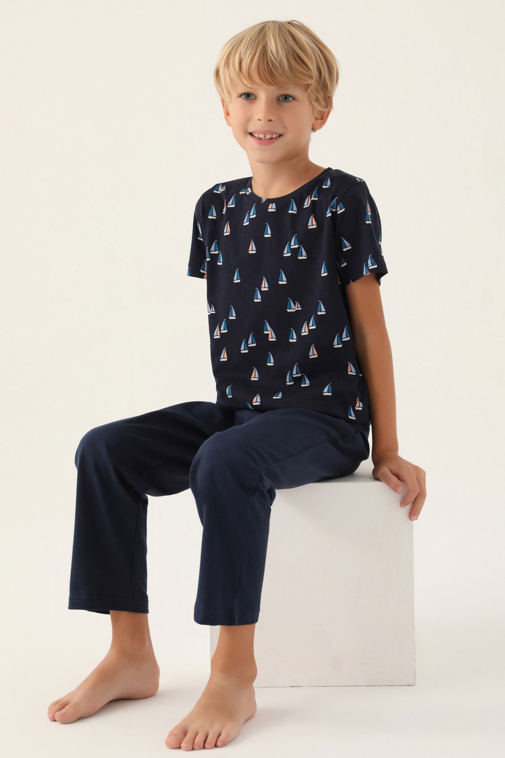 Arnetta Erkek Çocuk Pijama Takım Kısa Kollu Bisiklet Yaka Süprem