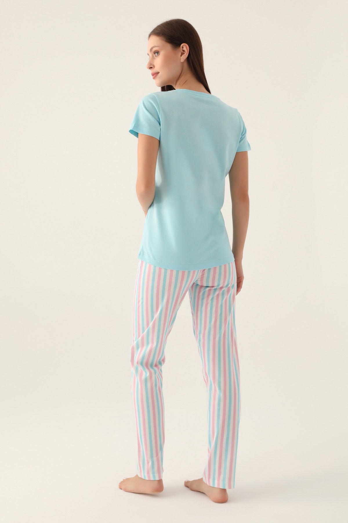 Arnetta Kadın Pijama Takımı Kısa Kollu V Yaka Süprem