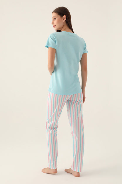 Arnetta Kadın Pijama Takımı Kısa Kollu V Yaka Süprem