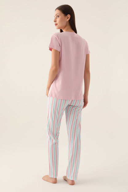 Arnetta Kadın Pijama Takımı Kısa Kollu V Yaka Süprem