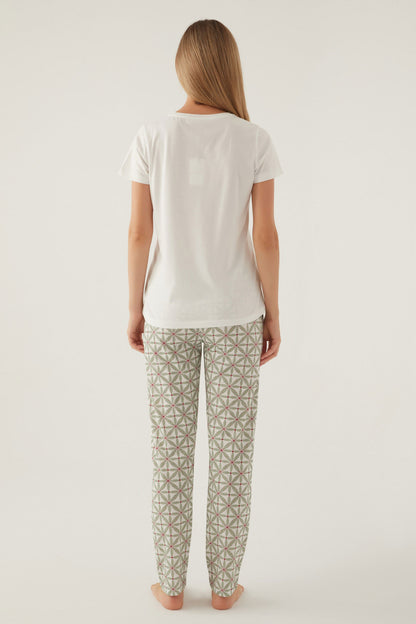 Arnetta Kadın Pijama Takımı Kısa Kollu Yaka 3 Düğmeli Süprem