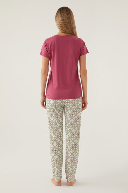 Arnetta Kadın Pijama Takımı Kısa Kollu Yaka 3 Düğmeli Süprem