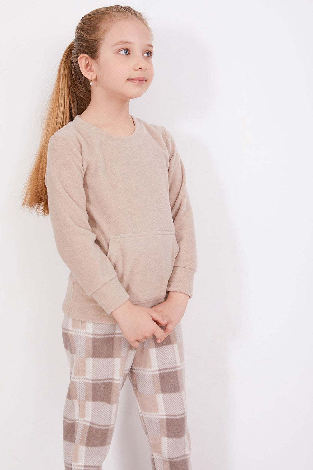 Arnetta Kız Çocuk Uzun Kollu Bisiklet Yaka Polar Pijama Takımı