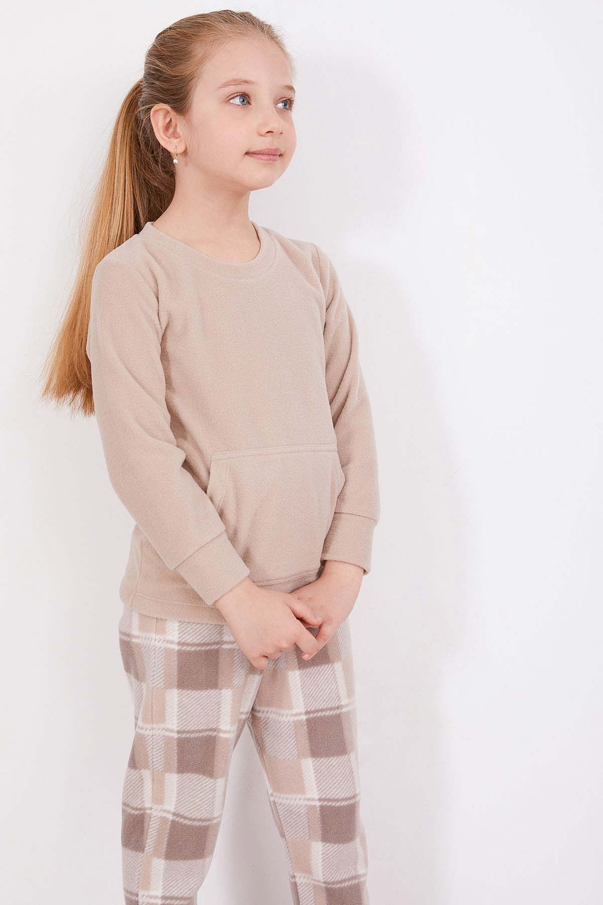 Arnetta Kız Çocuk Uzun Kollu Bisiklet Yaka Polar Pijama Takımı