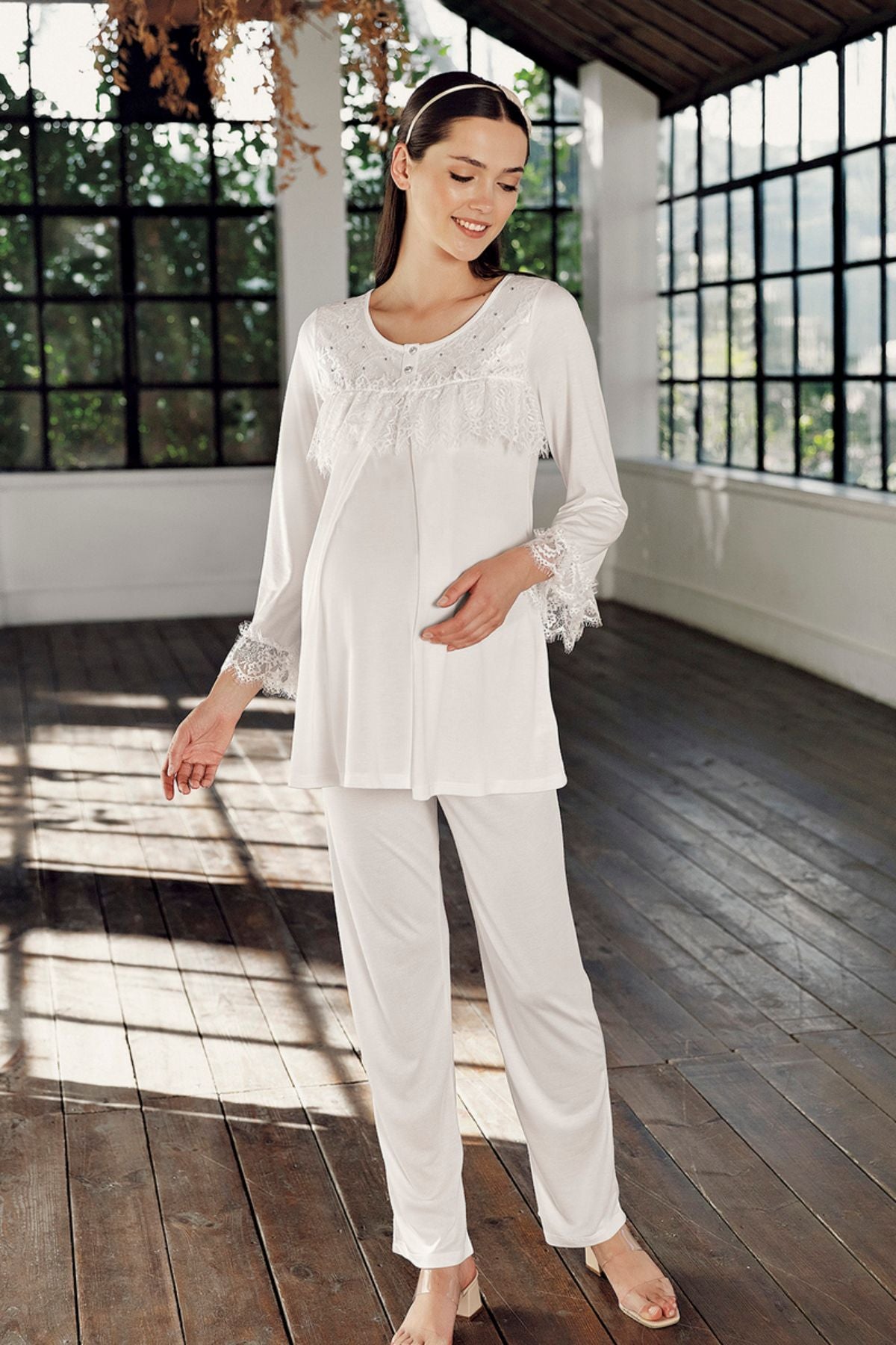Artış Kadın Lohusa Pijama Takımı Dantelli