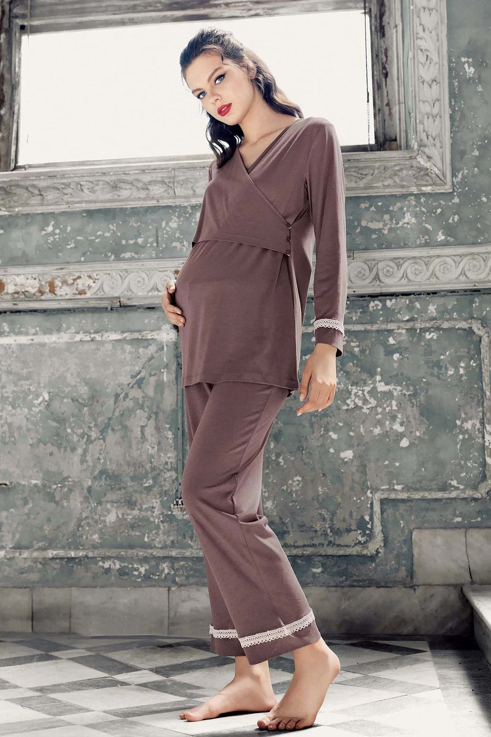 Artış Kadın Uzun Kollu Modal Lohusa Pijama Takımı