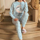Aydoğan Kadın Pijama Takımı Uzun Kollu Bisiklet Yaka Desenli Ribana