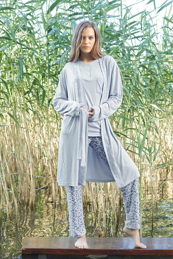 Aydoğan Kadın Sabahlıklı Pijama Takımı