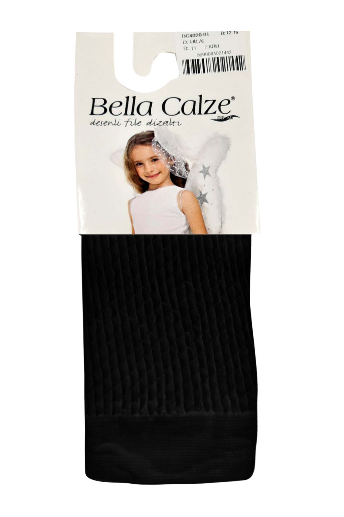 Bella Calze Kız Çocuk Jakarlı Hilal Desenli Dizaltı Çorap