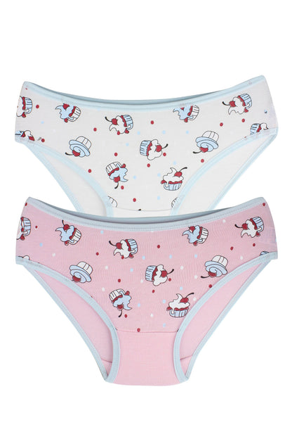 Berrak Kız Çocuk Cupcake Baskılı Pamuk Slip Külot