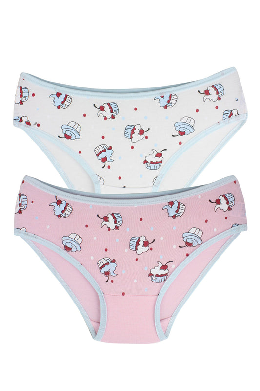 Berrak Kız Çocuk Cupcake Baskılı Pamuk Slip Külot