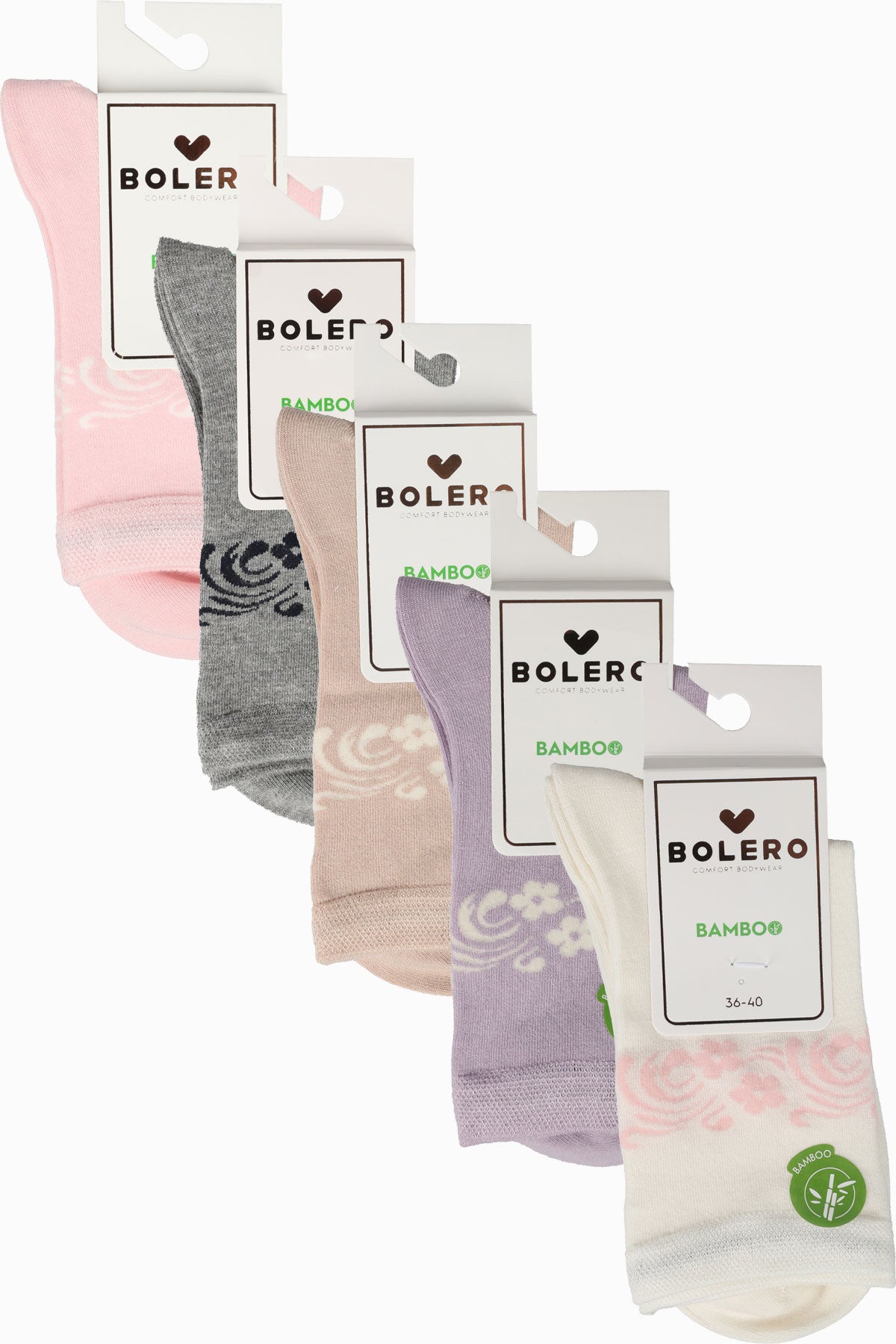 Bolero Kadın Soket Çorap Bambu Çiçek Desenli