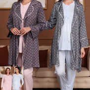 Bone Kadın 3'lü Lohusa Pijama Takımı Uzun Kollu