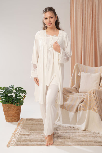 Bone Kadın Lohusa Pijama Sabahlık Takımı Lastikli