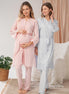 Bone Kadın Lohusa Pijama Sabahlık Takımı Yaka Vual Viskon Kumaş
