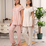 Bone Kadın Pijama Takımı Kolları Dantel Detaylı