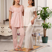 Bone Kadın Pijama Takımı Kolları Dantel Detaylı