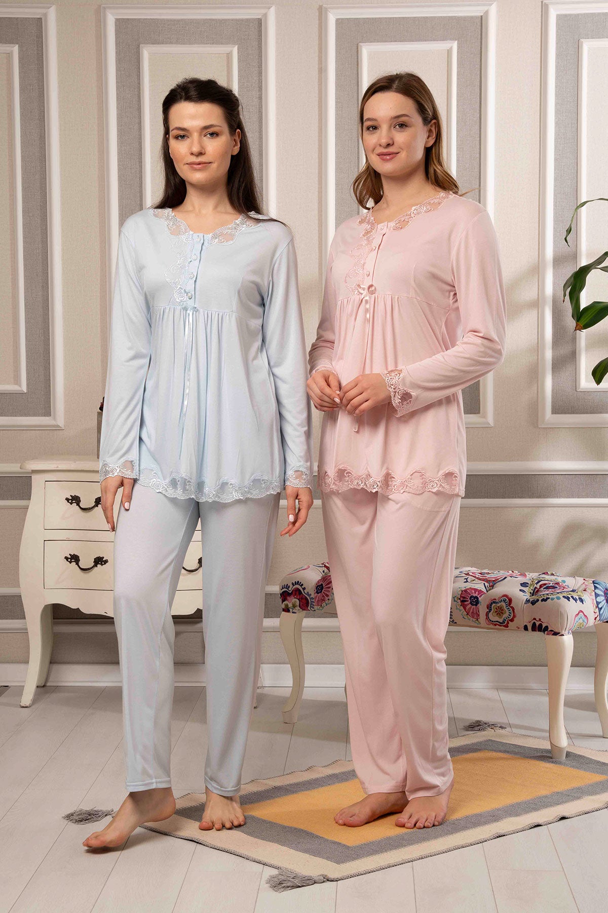 Bone Kadın Pijama Takımı Viskon Uzun Kol