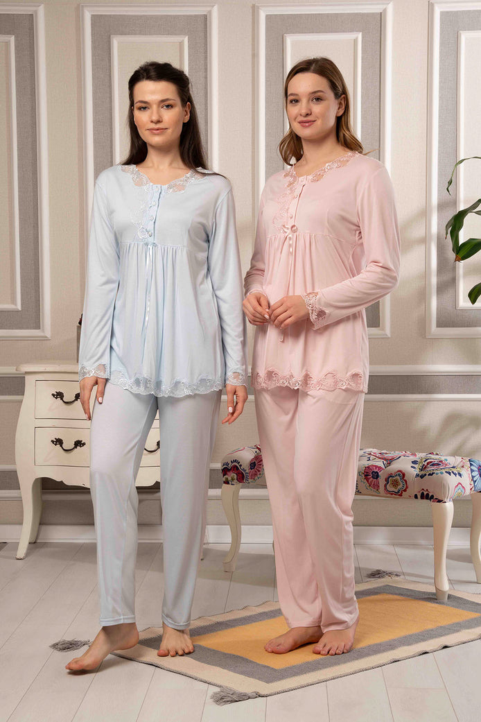 Bone Kadın Pijama Takımı Viskon Uzun Kol