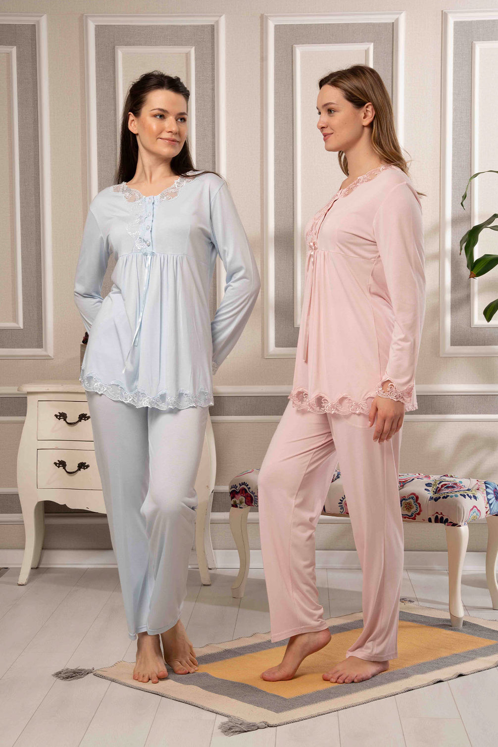 Bone Kadın Pijama Takımı Viskon Uzun Kol