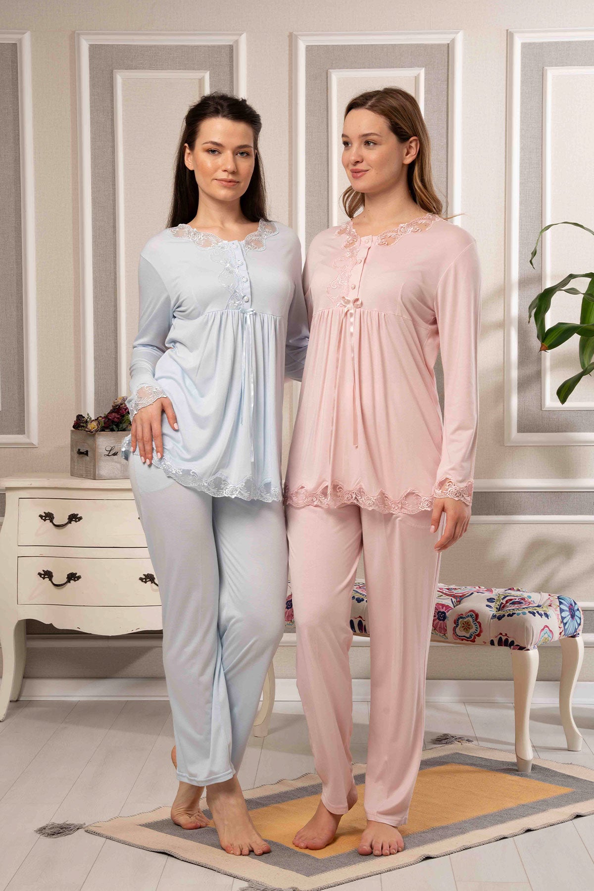 Bone Kadın Pijama Takımı Viskon Uzun Kol