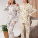 Bone Kadın Uzun Kollu Gömlek Yaka Pijama Takımı Desenli